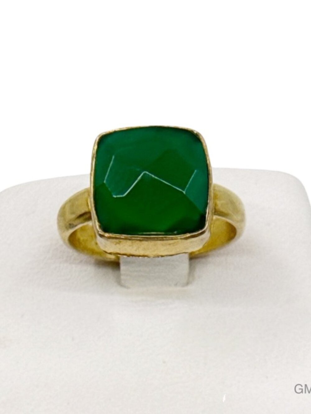 Gold vermeil sterling silver chrysoprase ring - GM310